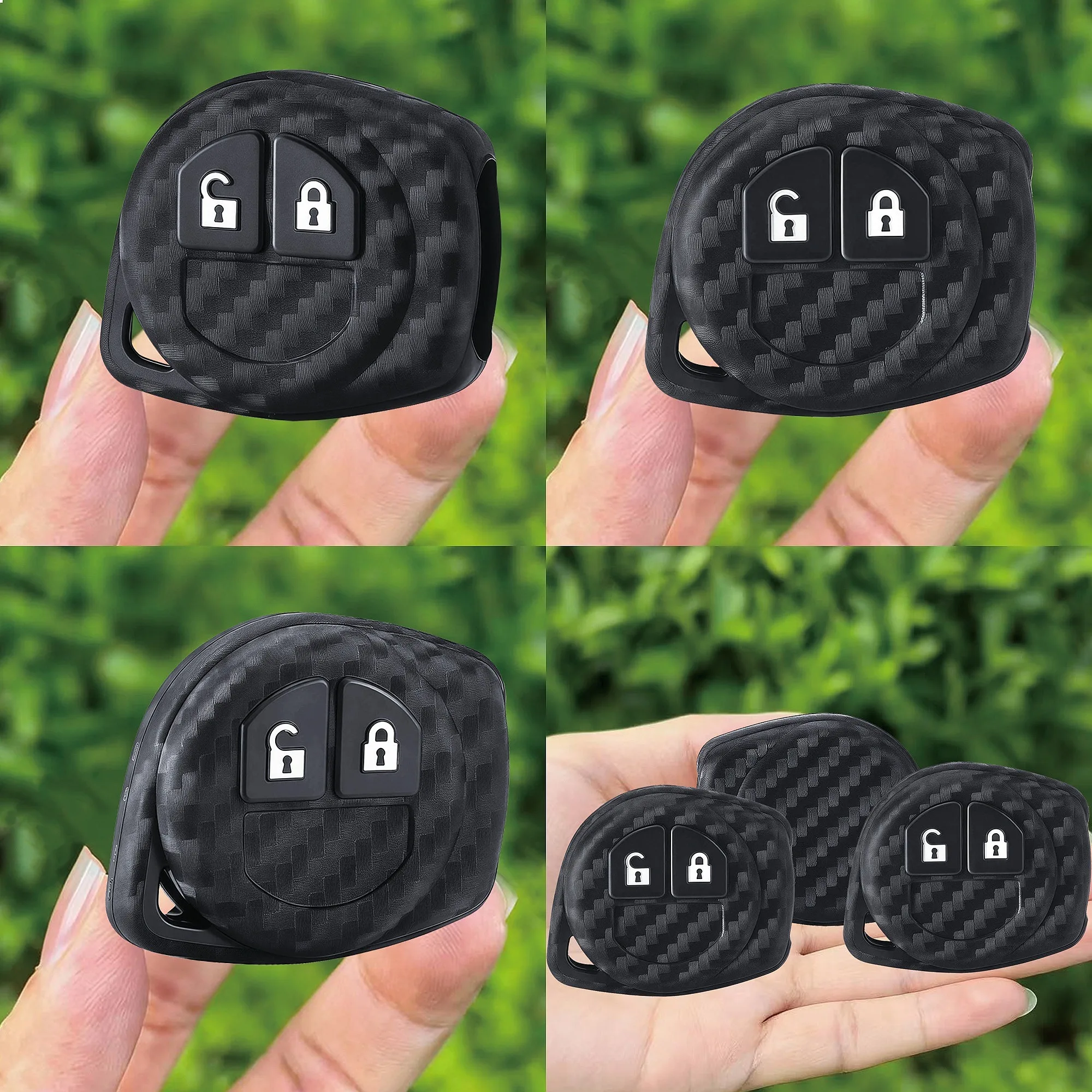 Carbon Silicone Car Key Fob Cover For Suzuki Ignis Alto SX4 Vauxhall Agila 2005-2010 Auto Key Shell