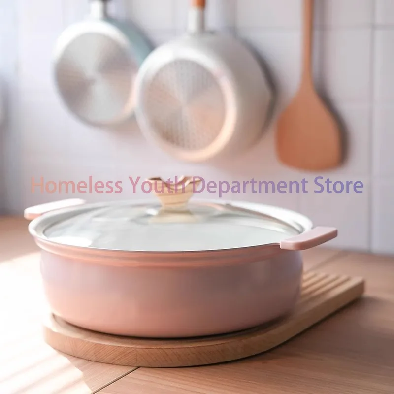 Binaural soup pot, table pot, induction cooker available, soup stew pot, non-stick pan