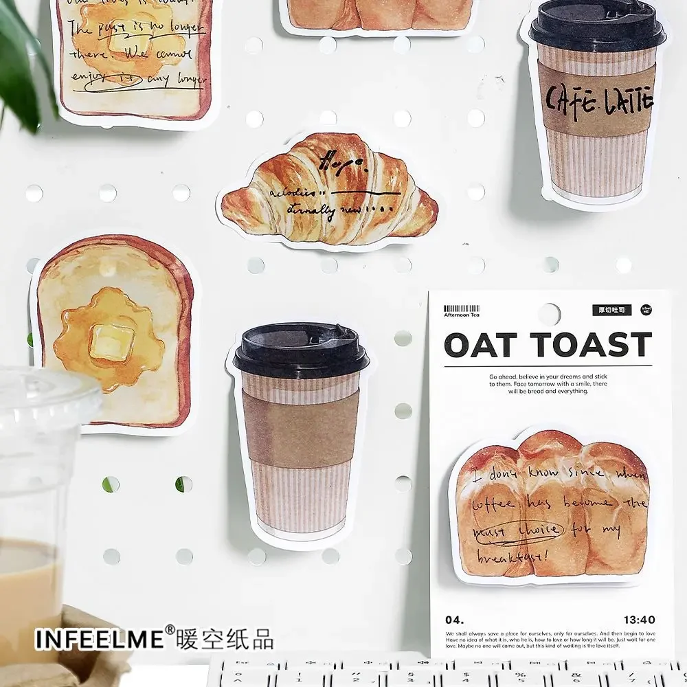 Cute Bread Coffee Weather Series Notepad Bread Toast Special-shaped N Times Sticky Tearable Note Paper Notepad