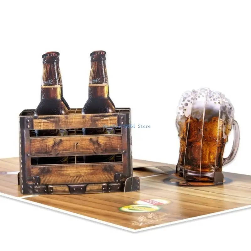 

H05E Intricate Beer Popping Up Card for Father's Day Wishes and Birthday Greeting