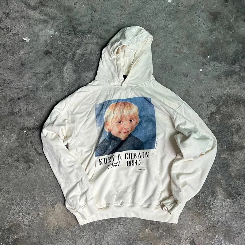 KURT COBAIN MEMORIAL CHILD VINTAGE PHOTO Hoodie Hooded Men Women Vintage Pullovers