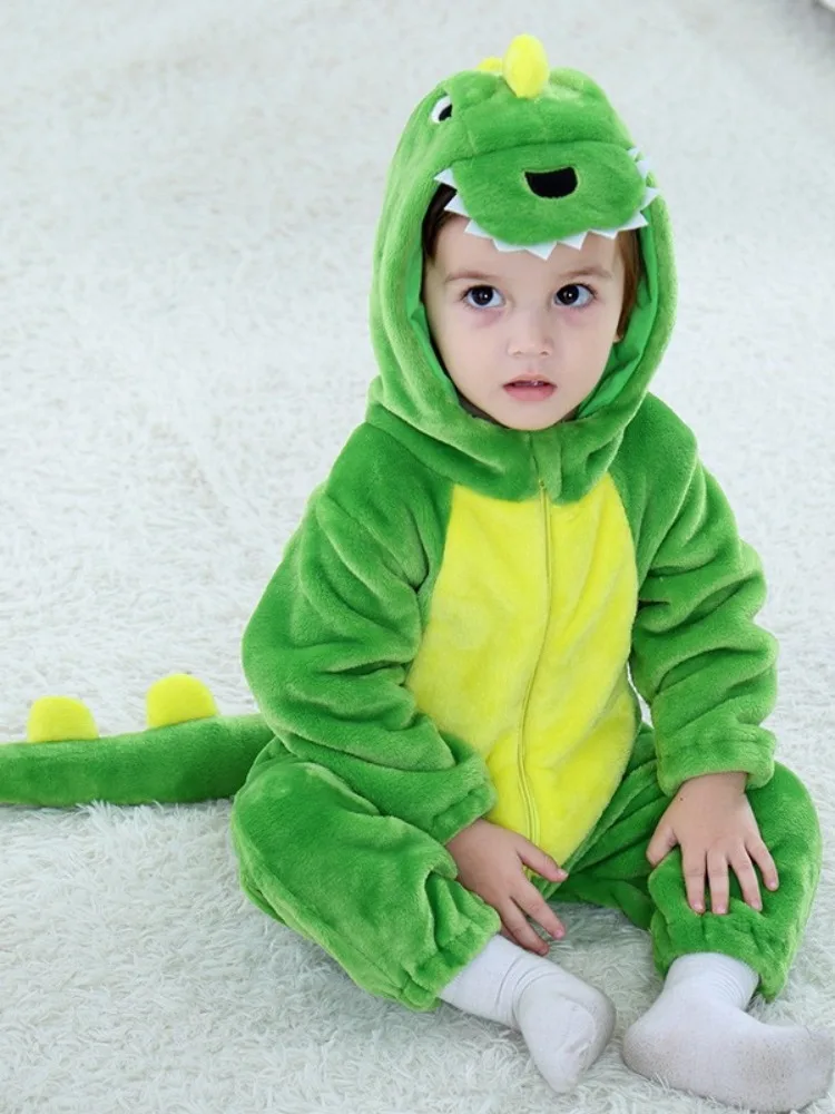 Anime Newborn Baby Cosplay Climb Bodysuit Infant Pikachu Dinosaurs Role Play Flannel Protective Jumpsuit Halloween 0-3 Years Cos