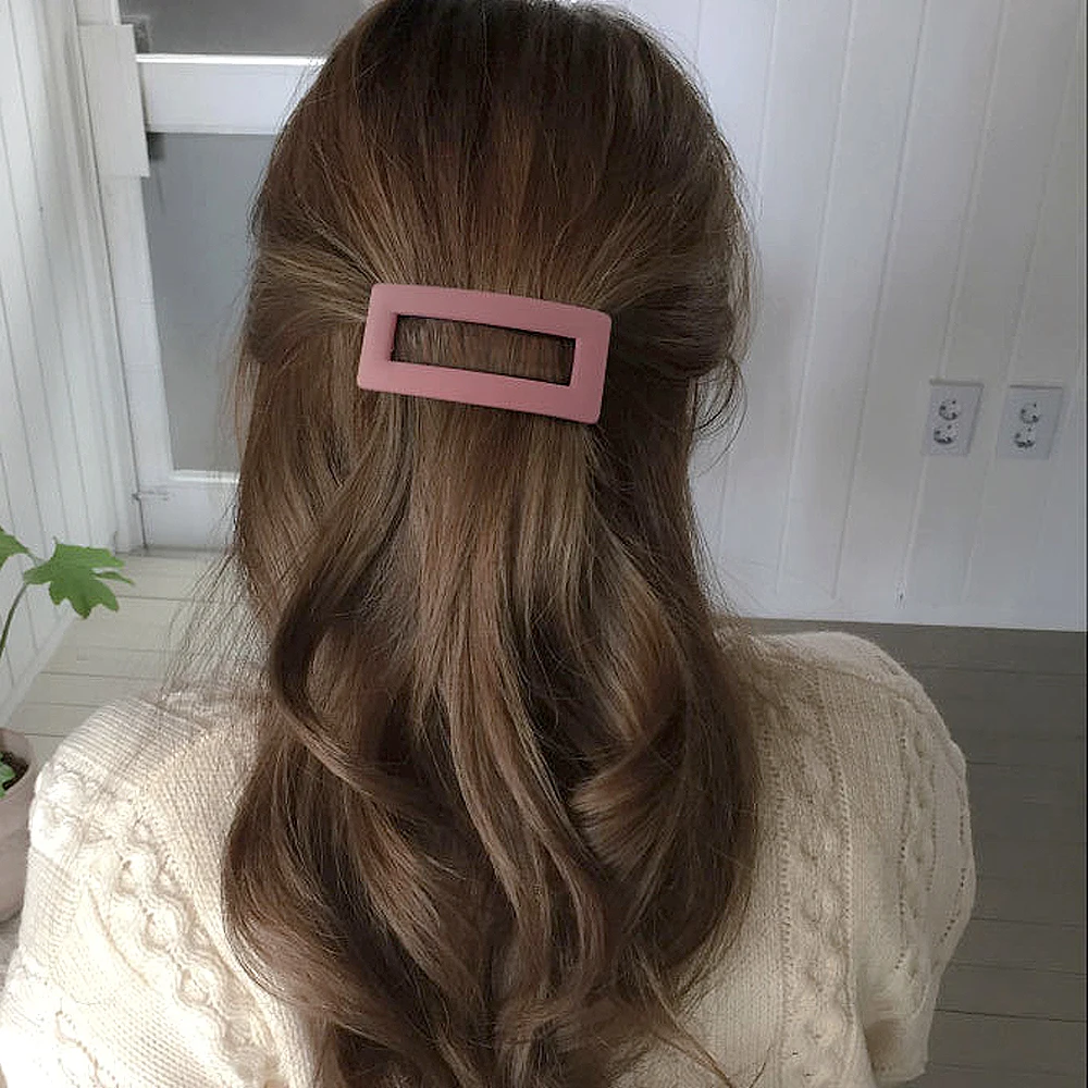 Simple Matte Spring Hair Clip Elegant Rectangle Frosted Barrettes Hairgrips For Ponytail Holder Female Summer Headdress