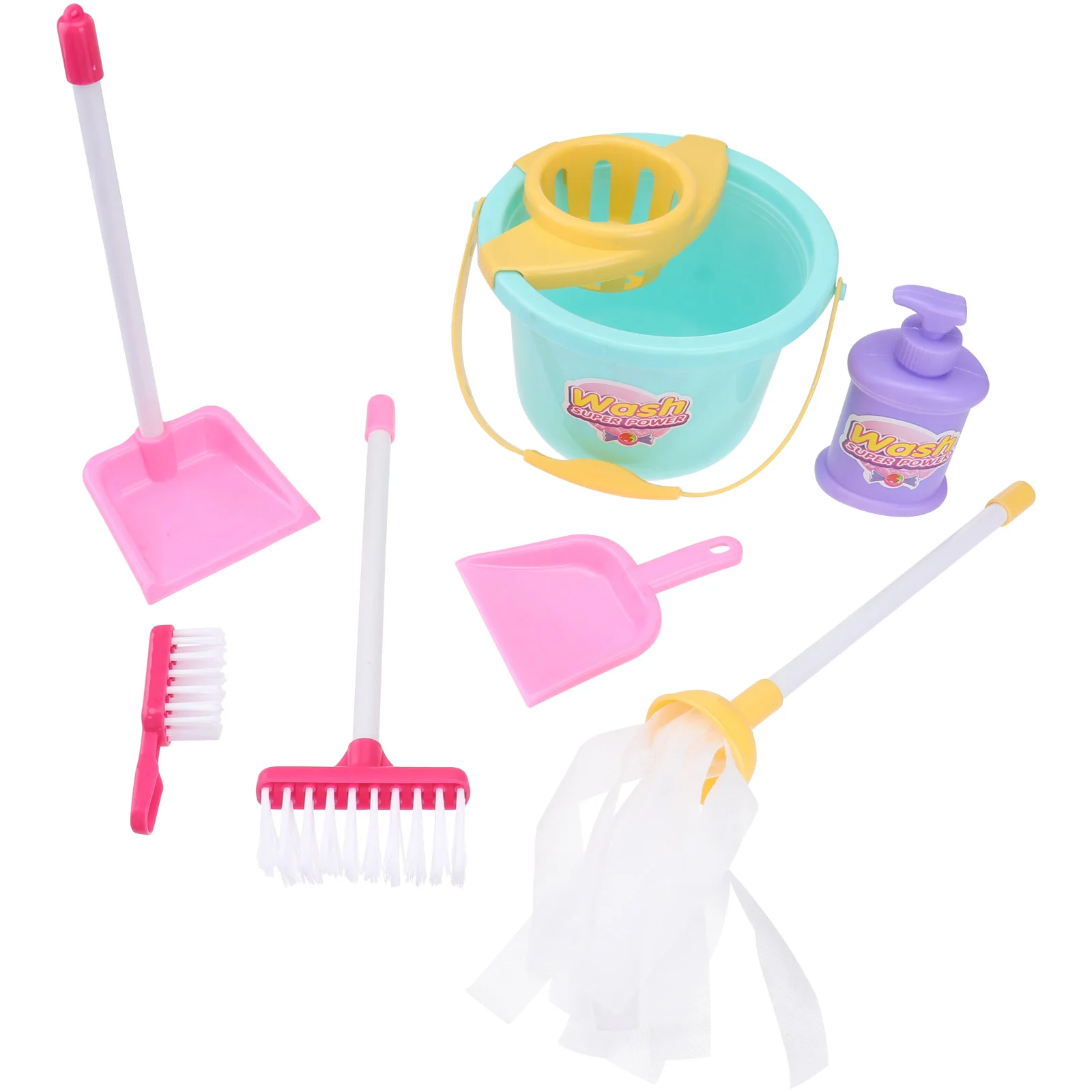 7 Pcs Cleaning Mopping Set Sweeping Toy Kit Toys Suit for Kids Children Tools Broom Dustpan Small Playthings Mini