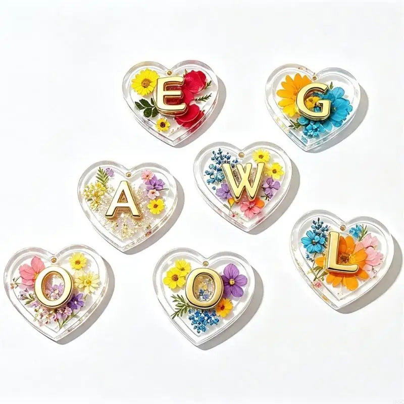 195C Silicone Resin Letter Mold Set, 2-Piece Heart Pendant Casting Molds with Hanging Hole Design for DIY Keychain Charm and