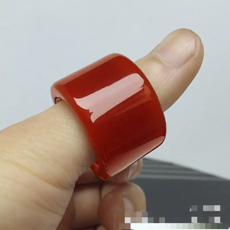 

Natural Red Agate Ring Men Women Healing Gemstone Fine Jewelry Genuine Red Agate Stone Thumb Rings Wide Anillos De Mujer