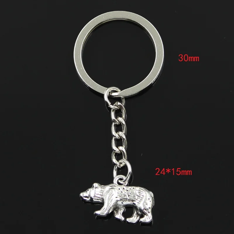 جديد الموضة المفاتيح 24x15 مللي متر الدب القطبي كاليفورنيا المعلقات DIY بها بنفسك الرجال المجوهرات سيارة مفتاح سلسلة حلقة حامل تذكارية للهدايا