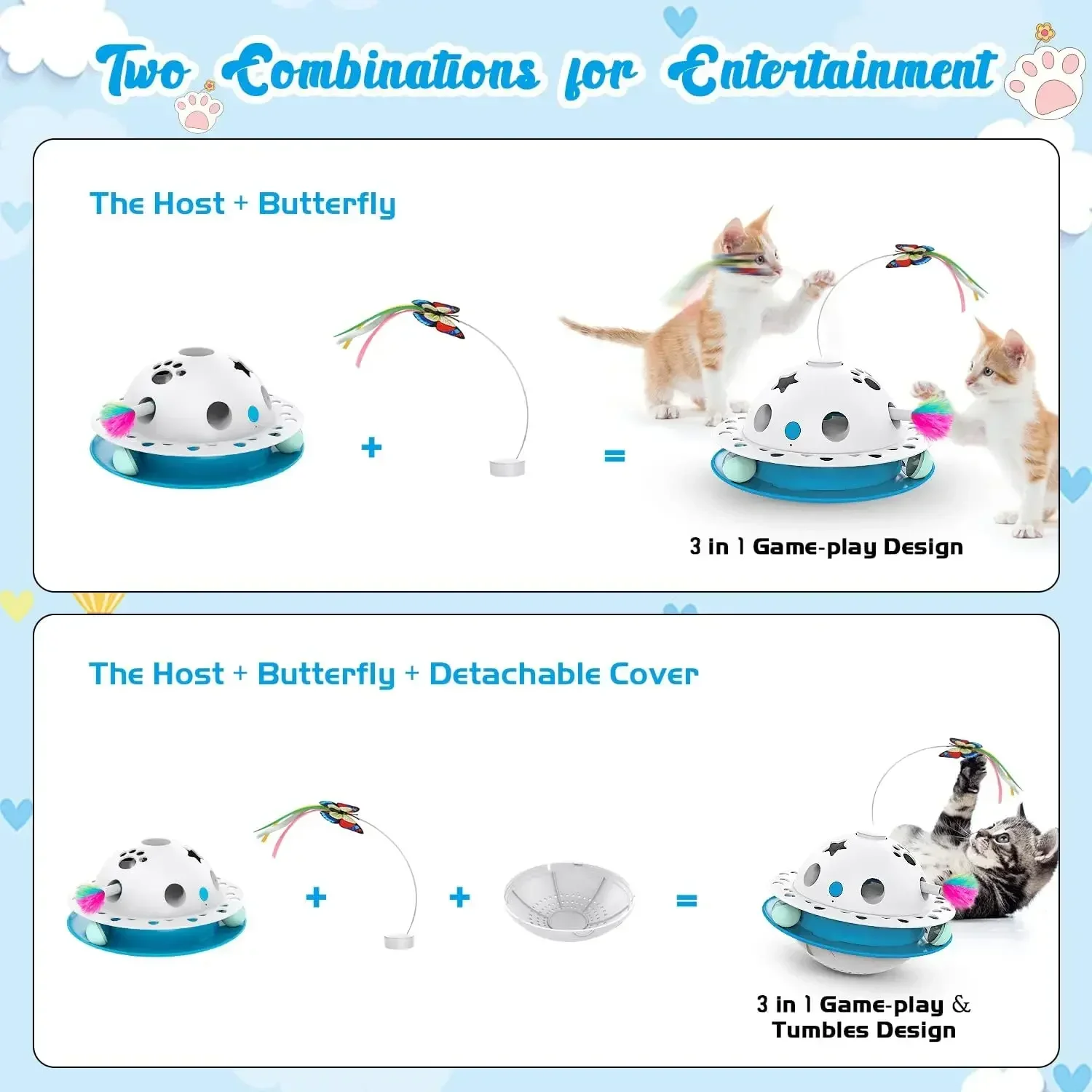 

Moving Power Track Ambush Toys Butterfly Random Interactive Toy Ball Tumbler Dual Supply Cat Balls Fluttering Smart