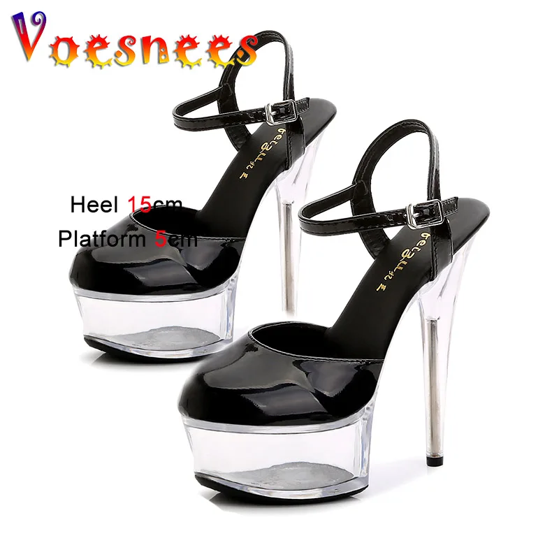 15CM Transparent Stiletto Party Sandals Crystal Waterproof Platform Model Walk Show Shoes 2023 Summer New Women Ultra High Heels