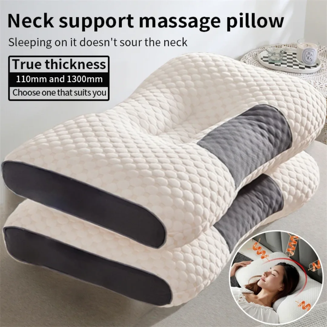Almohada para el cuello que ayuda a dormir, protege el cuello, cervical, ortopédica, de fibra de soja, masajeadora, almohada de SPA para el hogar para dormir