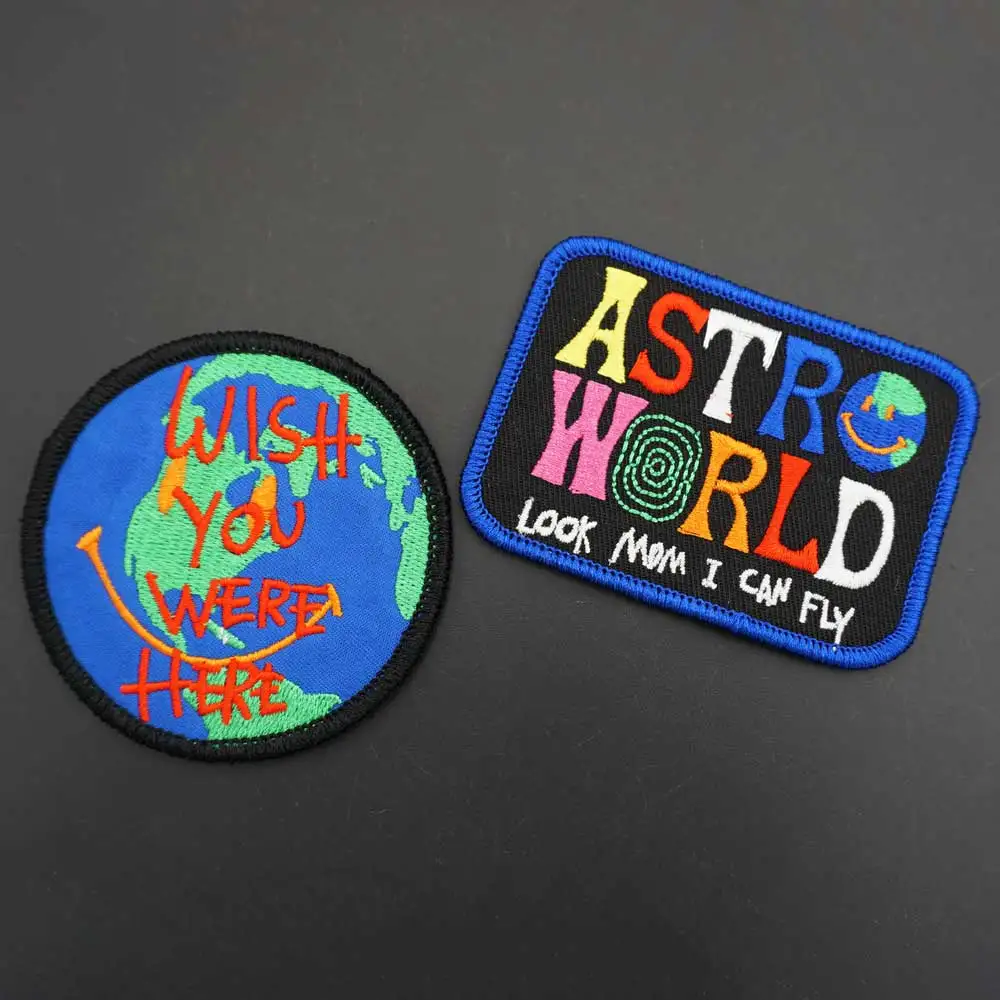 Astro World-parches bordados, insignia, gancho de respaldo para decoración de ropa, pegatina, accesorios, apliques