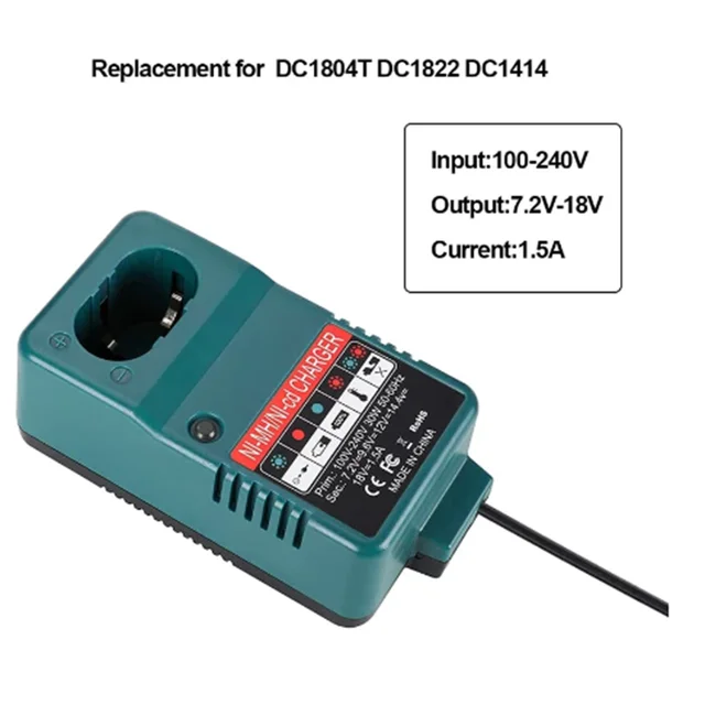 Battery Charger for Makita 7.2V 18V NI MH NI CD Battery DC1804 DC1414T DC1414F 9100A 9001