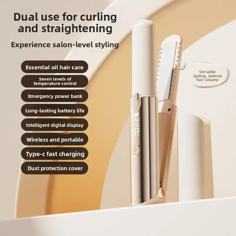 Bestseller Multi-gear Digital Display Temperature Control Splint Hair Straightener Women's Straight Roll Dual-purpose Splint Neg