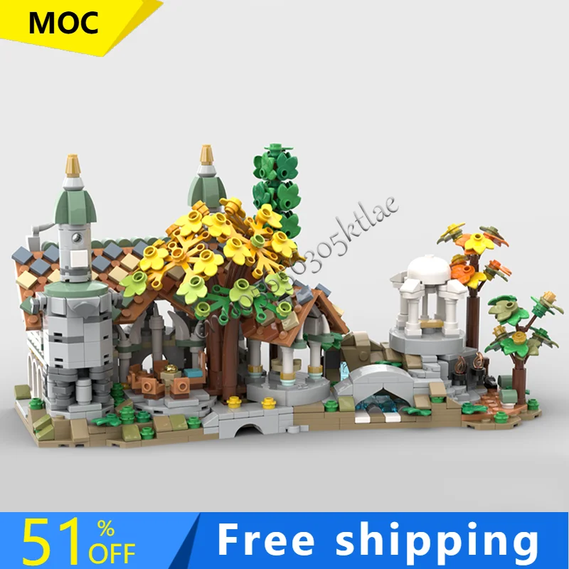 1187PCS MOC Medieval Mini Rivendell Building Modular Model Architecture Building Block Diy Education Assembly Kids Toys Gifts
