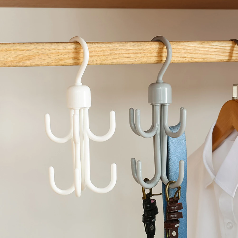 

Eight Claw Hooks Rotating 360 Degree Closet Storage Organizer White Hanging Accessories Jewelry Belt Scarf Hat Umbrella Tie Shoe