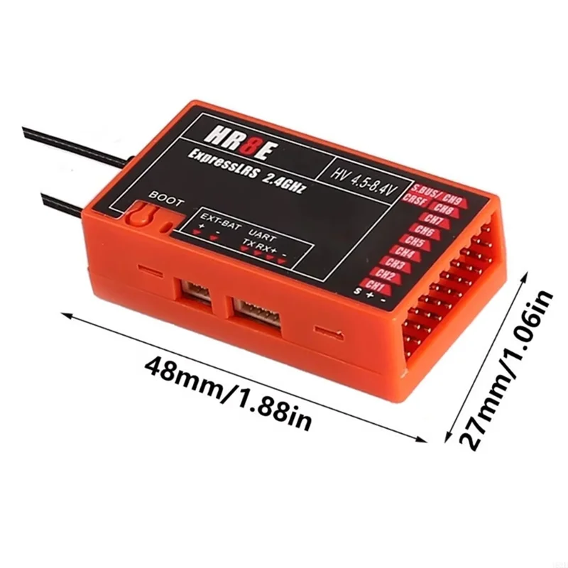 【جديد】هوائي HR8E ELRS PWM 9 قنوات 1800 مم للطائرات والقوارب ملحقات محرك الأحمر