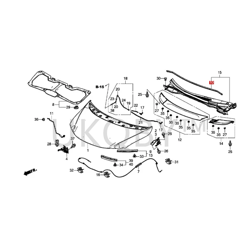 74143T5A003 Suitable for Ho nd a Fit Engine hood rubber strip, engine hood rear sealing strip