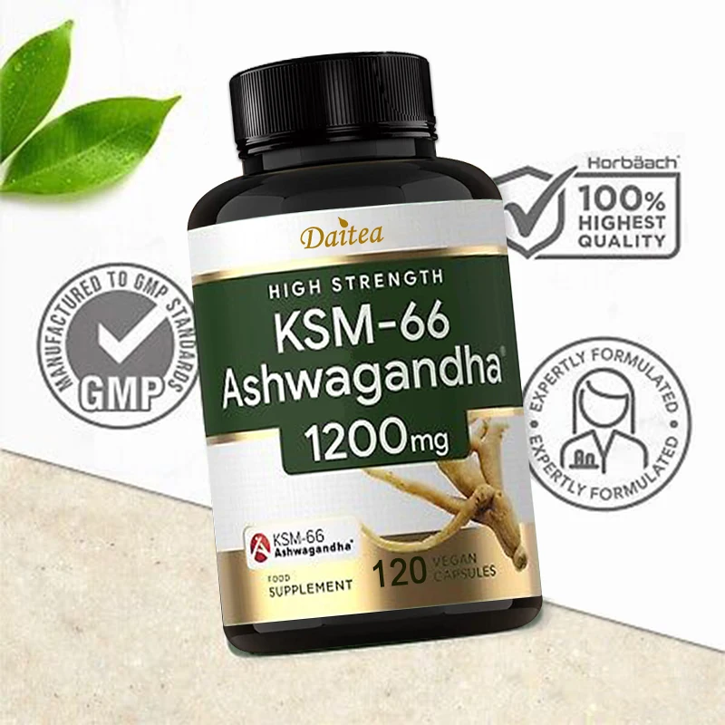 

KSM-66 Ashwagandha Extract Capsules 1200mg, Helps with Stress Relief, Mood, Sleep Support, Balanced Energy Levels