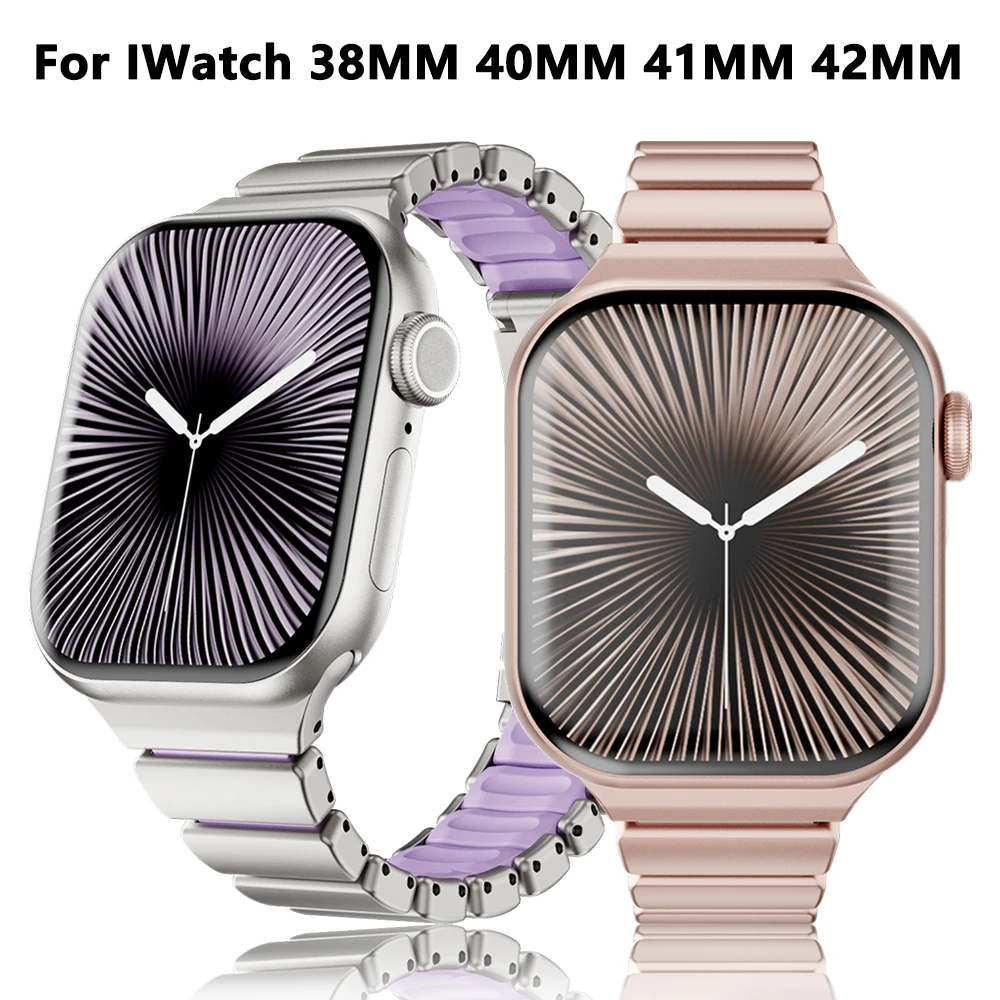 

Роскошный ремешок из нержавеющей стали для Apple Watch, 38 мм, 40 мм, 41 мм, 42 мм, женский металлический ремешок для IWatch Series 11, 10, 9, 8, 7, 6, SE, 5, 4, 3