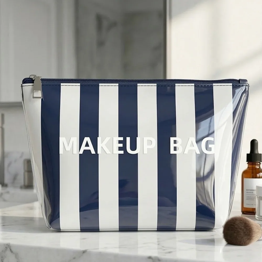 Large Capacity Striped Makeup Bag Lightweight Waterproof Toiletry Storage Bag Hand-Held Multipurpose Polka Dot Makeup Case Women