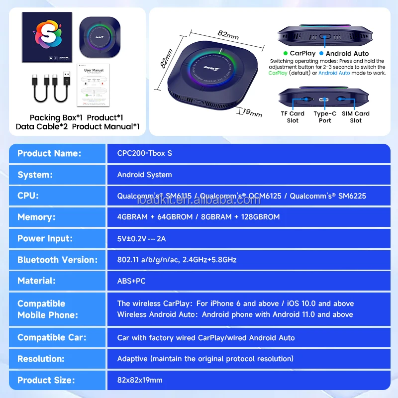 Moduł multimedialny Carlinkit Car Play Android Auto Adapter USB Smart Android Auto do fabrycznie montowanego CarPlay