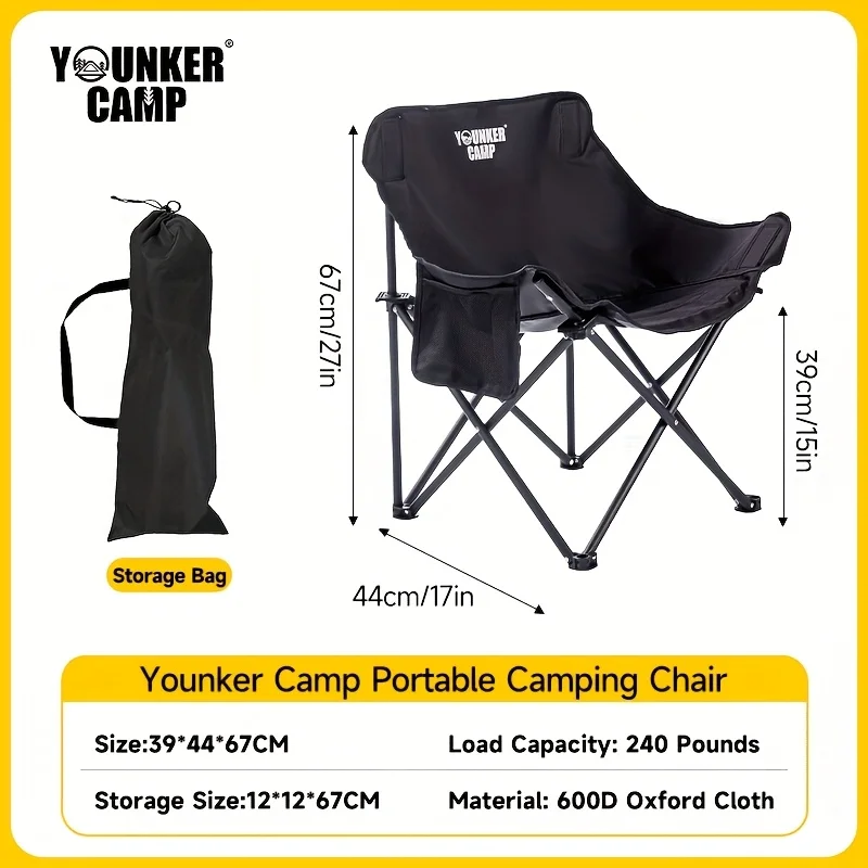 

Black Camping Chair Outdoor Leisure Comfortable Portable Lightweight Durable Wear-resistant Simple Generous Saving Space Design