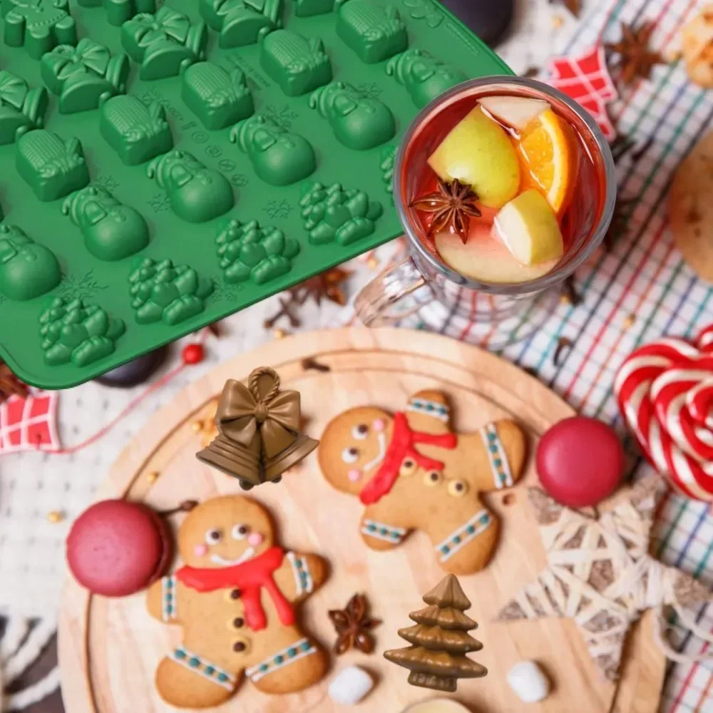 Christmas Silicone Chocolate Mold Gingerbread Man Xmas Tree Snowman Gloves Gummy Candly Mould Kitchen Party DIY Baking Tool view 3