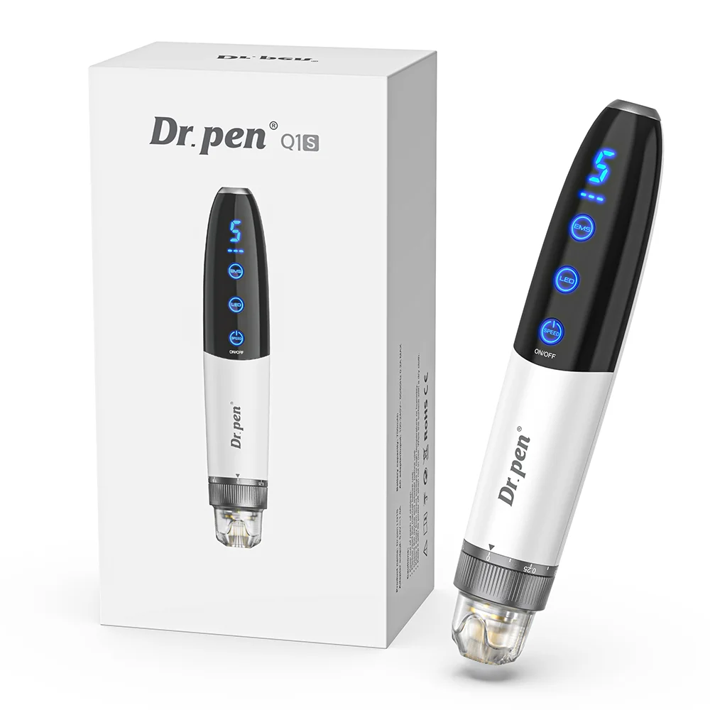 Dr.pen Q1S: Microneedle with EMS, Red/Blue LED, 700mAh Built-in Battery,2 Titanium Cartridge, Needle length 0.25 mm