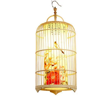 

New Chinese style, bamboo art, bird cage, bamboo weaving, chandelier, inn, living room, study, creativity, decoration