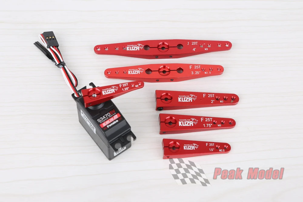 Brazos extendidos servo de alta resistencia, aluminio CNC, V2 KUZA, 23T, 24T, 25T, futaba jr, hitec, nuevo