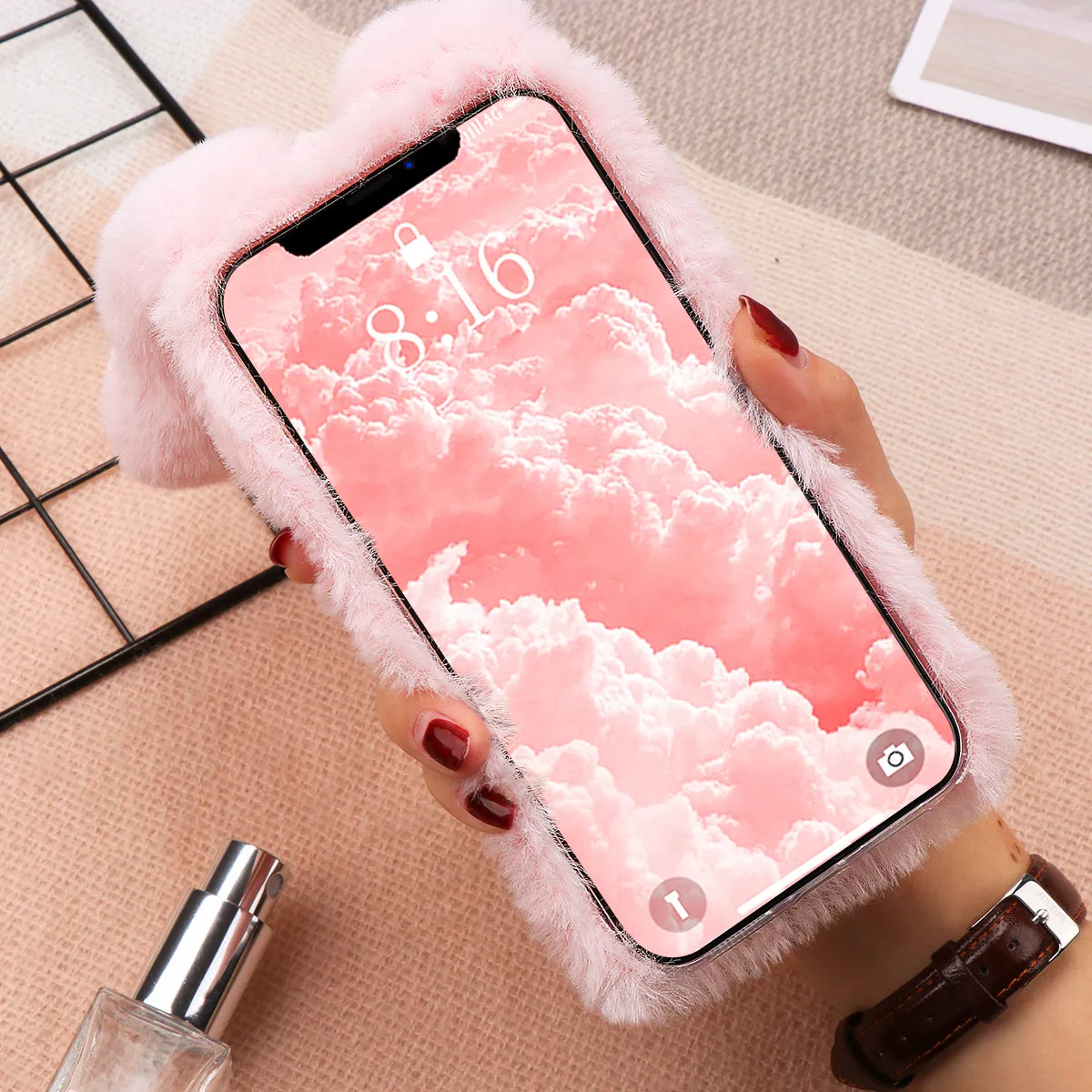 Phone Shell Compatible 12 Mini 5.4 Soft Bunny Ear Warm Cover Mobile Protective Cell Phone Case Winter 12 Mini view 5