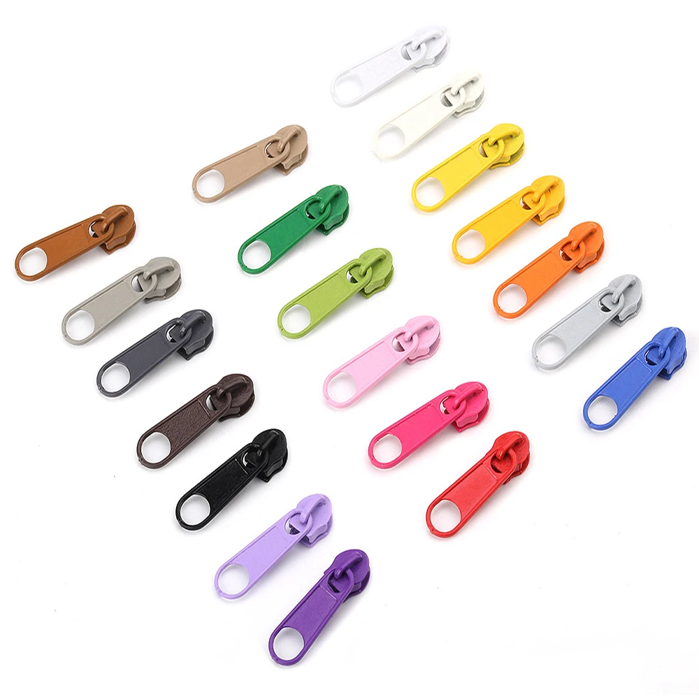 10pcs/set 20 Color 3# Painting Metal Zipper Slider For Nylon Zipper 3# Multicolor 3# Nylon Zipper Puller DIY sewing Kits