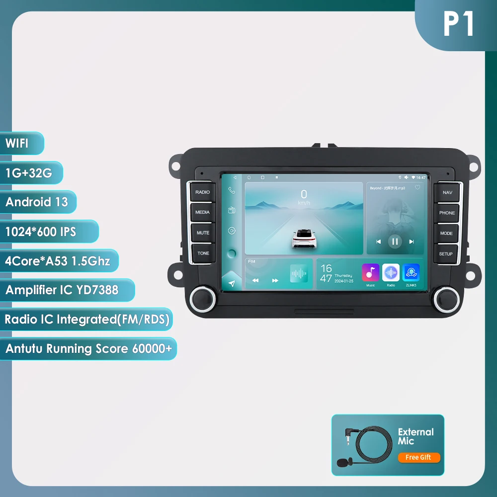 2 Din Android 12 Autoradio Voor Vw Polo Golf 5 6 Plusat Pass B6 Jetta Tiguan Touran Sharan Scirocco Caddy Seat Carplay Auto Rds