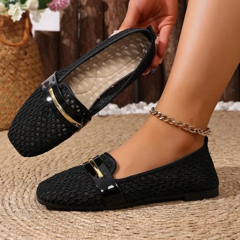 2026 Sommer Damen Mary Jane Flache Schuhe, Neue Runde Zehenpartie, Netzstoff, Hohldesign, Ballerinas, Bequeme Outdoor-Freizeitschuhe zum Gehen – Detail 8