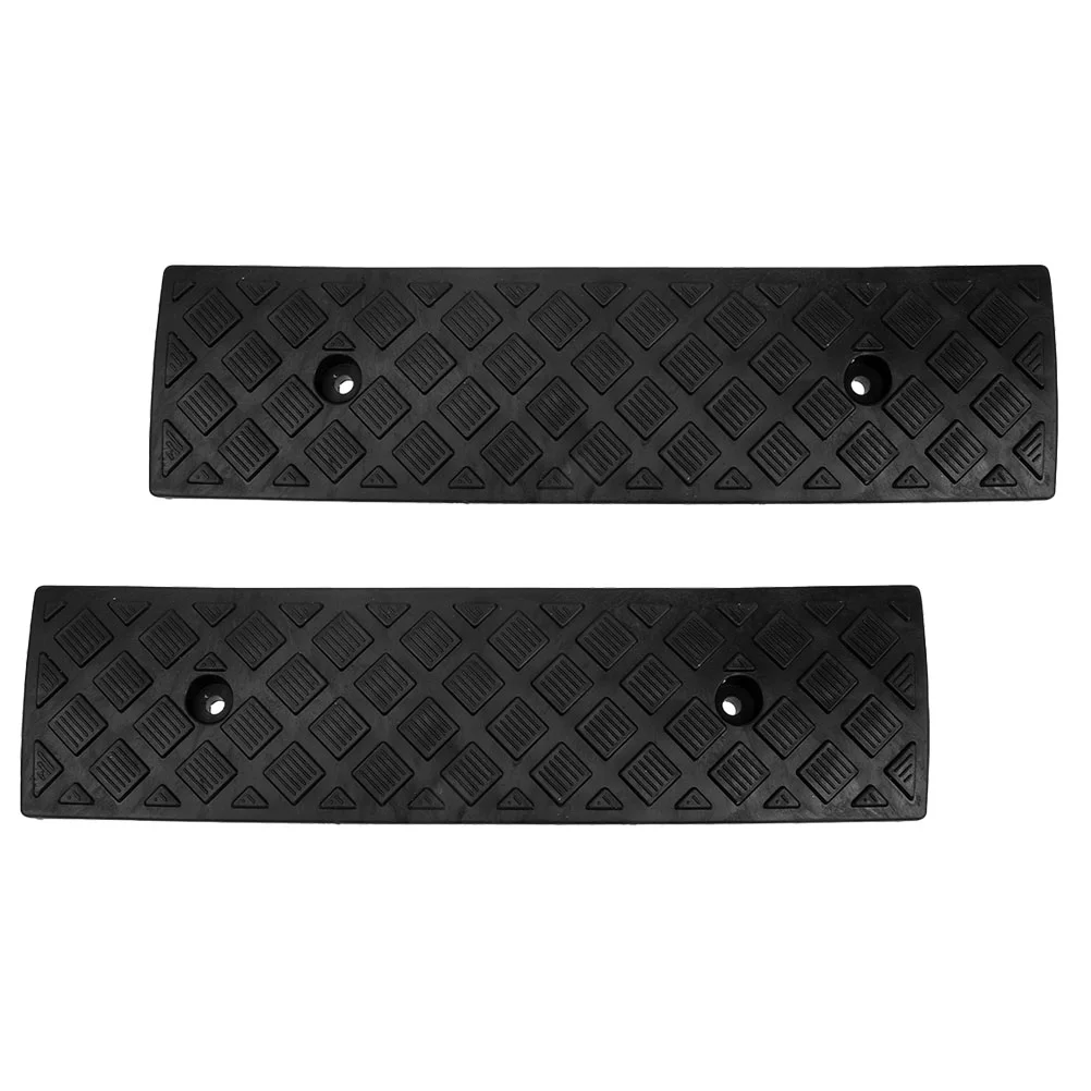 2 Pcs Mower Ramps Triangle Driveway Car Bump Stops Rubber Shed Lawn Wheelchair Guard Cable