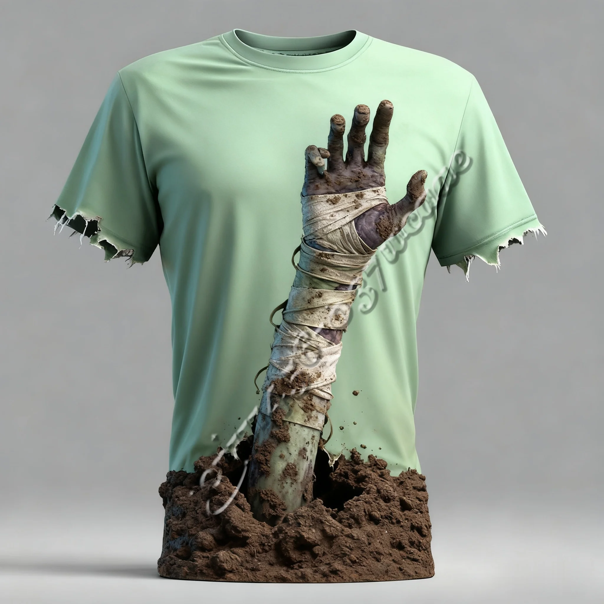 Halloween 3D Tear‑Cloth Visual Print  T‑Shirt Mummy Spider Demon Ghost Grim Reaper Skeleton Zombie  Cosplay Top FamilyMatching