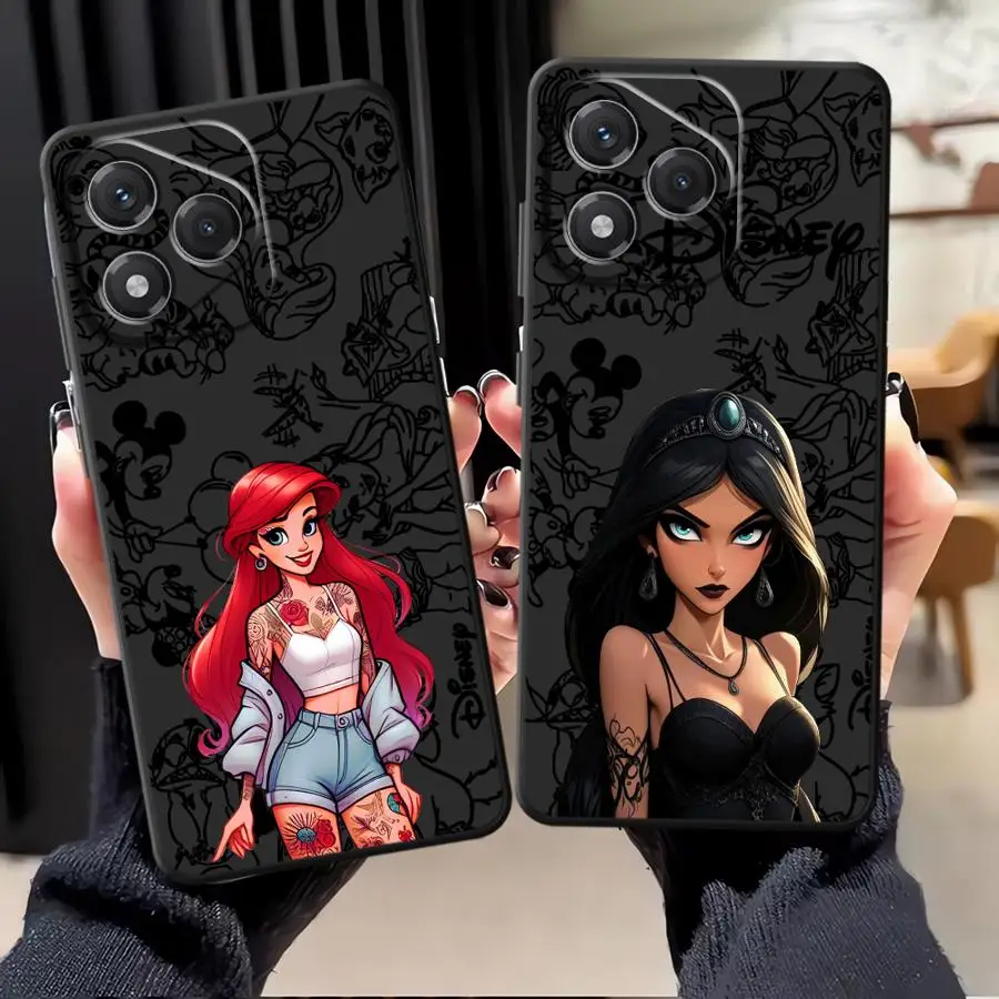 ディズニー タトゥー アリエル プリンセス クール ソフト バックフォンカバー ケース Honor X7 X9a 90 Lite X9c X7a X9 X8 8X 70用