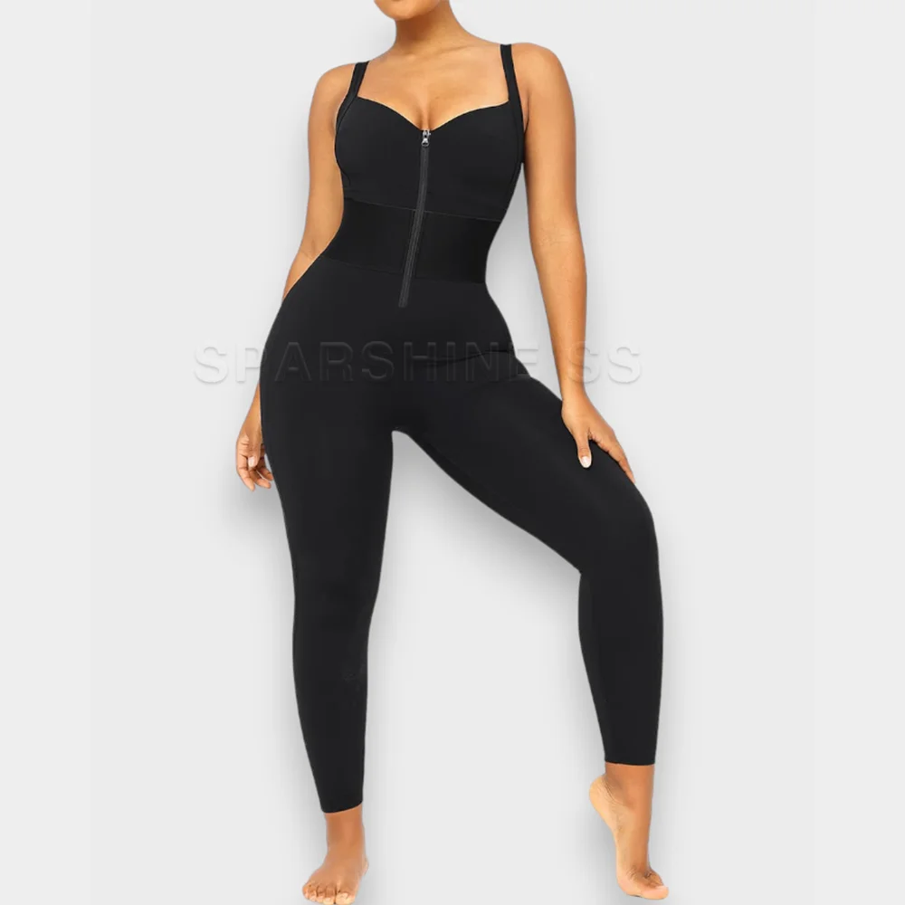 Full Body Shaper Gaine Ventre Plat Femme Stretchy Jumpsuit Sleeveless Sexy One-Piece Fitness Sports Bodysuits Ankle Length Pants