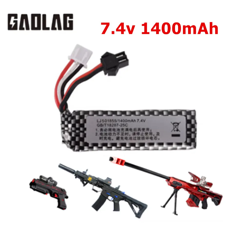 Airsoft Lipo bateria 7.4V 1400mah bateria lipo pistolet pneumatyczny elektryczny pistolet na wodę bateria litowa akcesoria do pistoletów zabawkowych