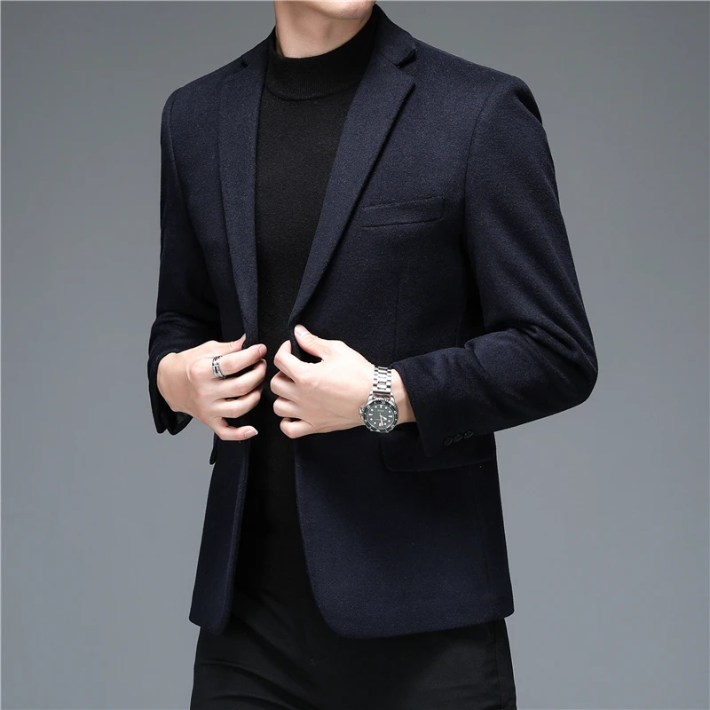 Mens Blazer Jacket 2022 New Arrivals Men\'s Smart Casual Classic Wool Camel Double Breasted Suits Coats Dress  Brand Clothing