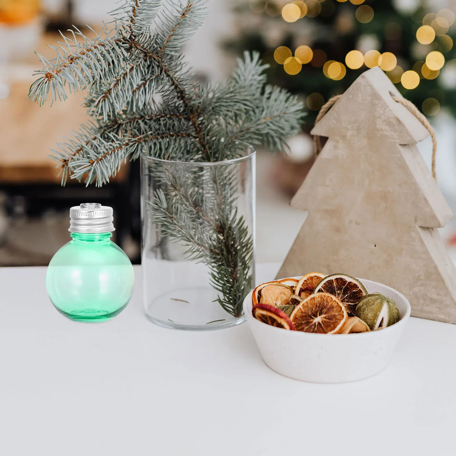 12Pcs Creative Plastic Wishing Bottle Ball Ornament 50Ml Round Screw Cap DIY Hanging Christmas Tree Decoration Candy Jar