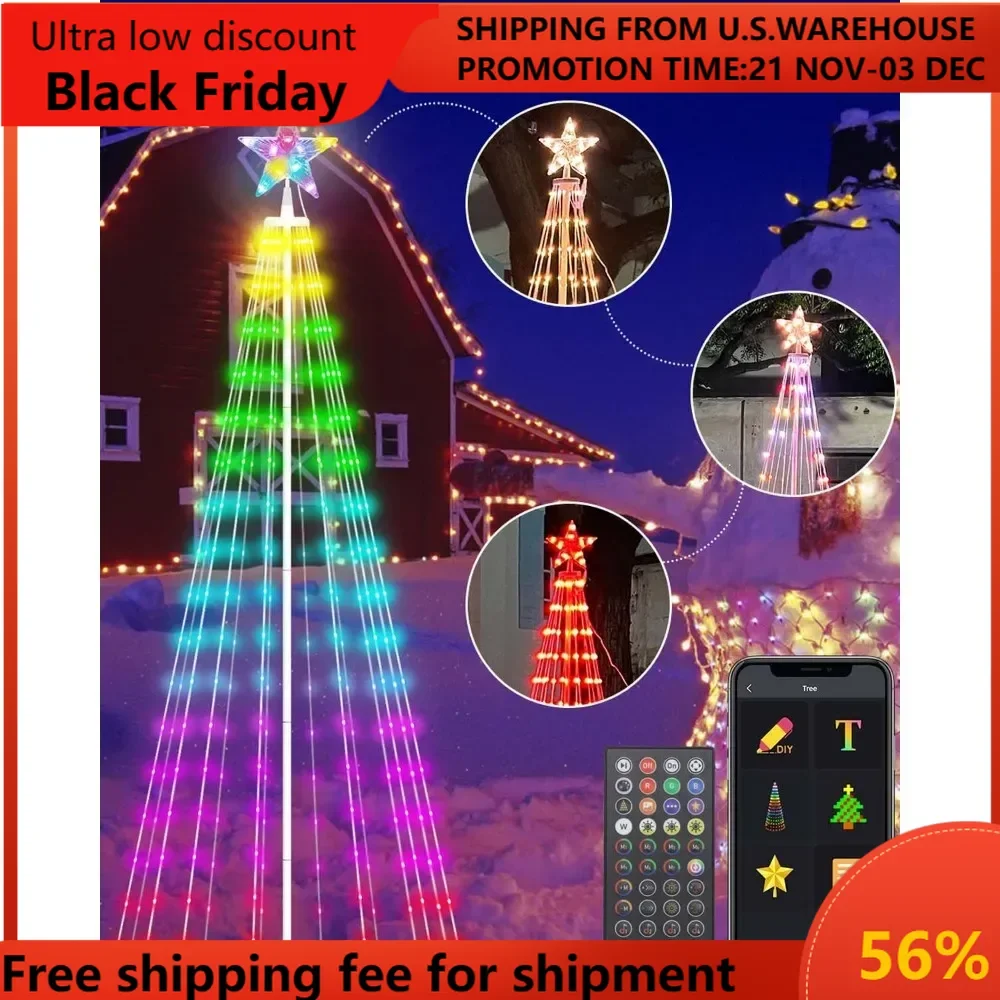 

8FT Outdoor Christmas Tree Decorations Smart App Control, 355Leds DIY Patterns Prelit Multicolor Outdoor Christmas Tree Light Sh