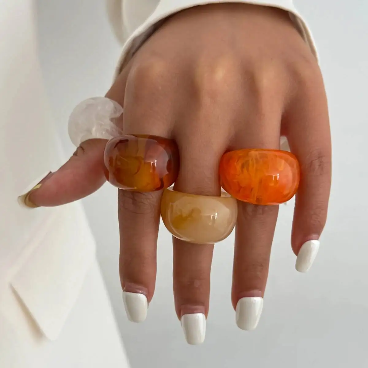 PuRui Trendy Kreative Unregelmäßige Geometrie Harz Acryl Ringe Einfache Vintage Chunky Finger Knuckle Ringe Dame Schmuck Zubehör