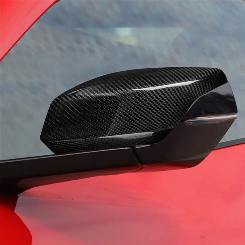 

For Corvette C8 2020-2023 Carbon Fiber Pattern Side Door Rearview Mirror Cover Trims Car Replacement Left+Right Side-ABQF
