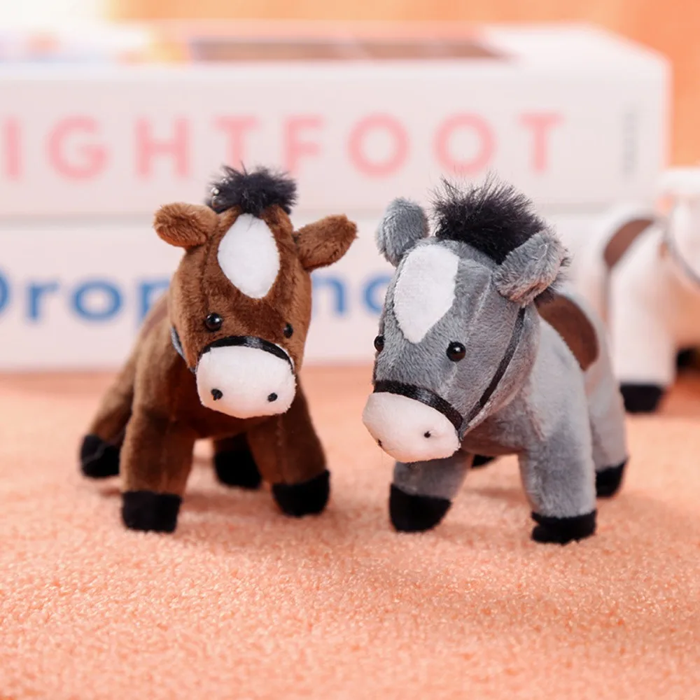 Mignon Animal en peluche cheval en peluche poupée cheveux longs 12 cm poney pendentif doux à poils longs poney porte-clés cadeau