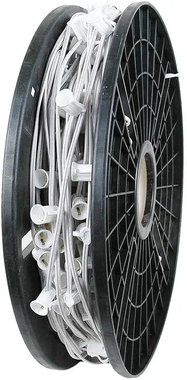 بكرة ضوء عيد الميلاد، زينة عيد الميلاد الخارجية التجارية سلك أبيض 6 بوصة تباعد، بكرة أضواء عيد الميلاد C9/E17 لـ