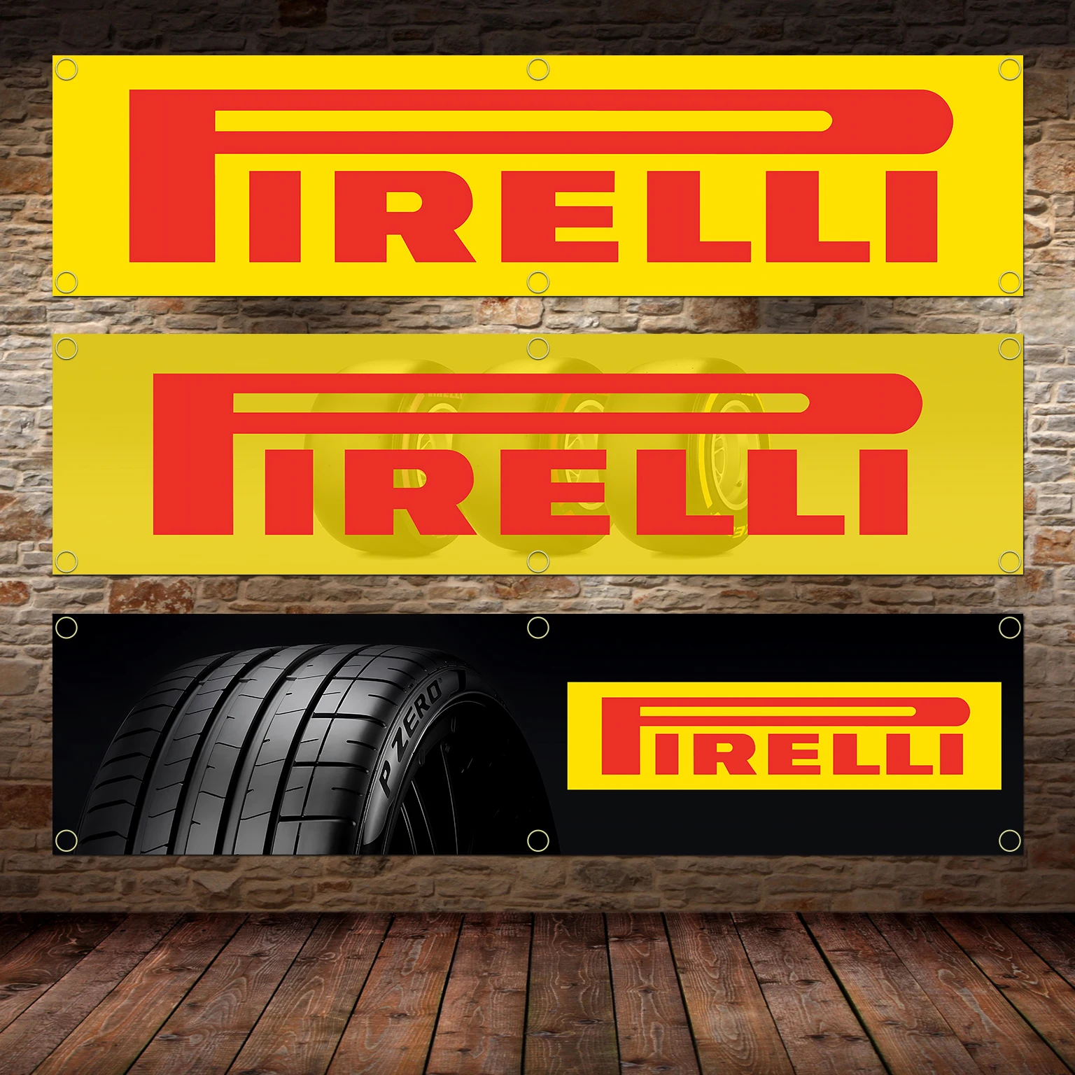 60X240cm Tyres Banner Flag Polyester P-Pirellis Printed Garage Wall Art Outdoor Decorations Tapestry With Brass Grommets