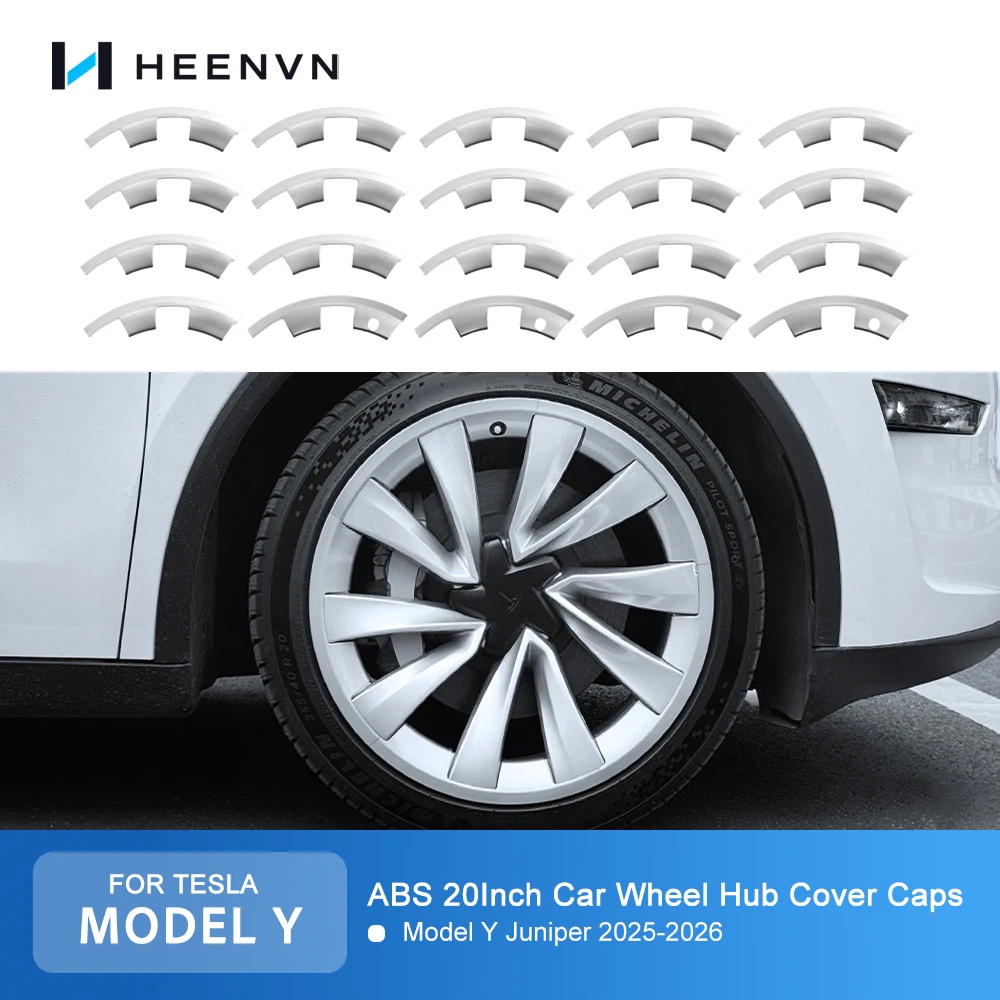 Heenvn 20Pcs Rim Wheel Hub Patch Caps For Tesla Model Y Juniper 2025 2026 ABS 20Inch Wheel Guard Cover Protector Accessories