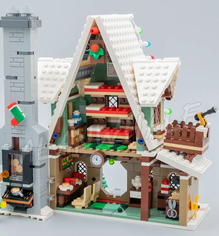 1198 قطعة Creator Winter Village Elf Club House ركوب مزلقة تعمل بالصاروخ 77018 ألعاب مكعبات البناء المتوافقة مع النموذج #3