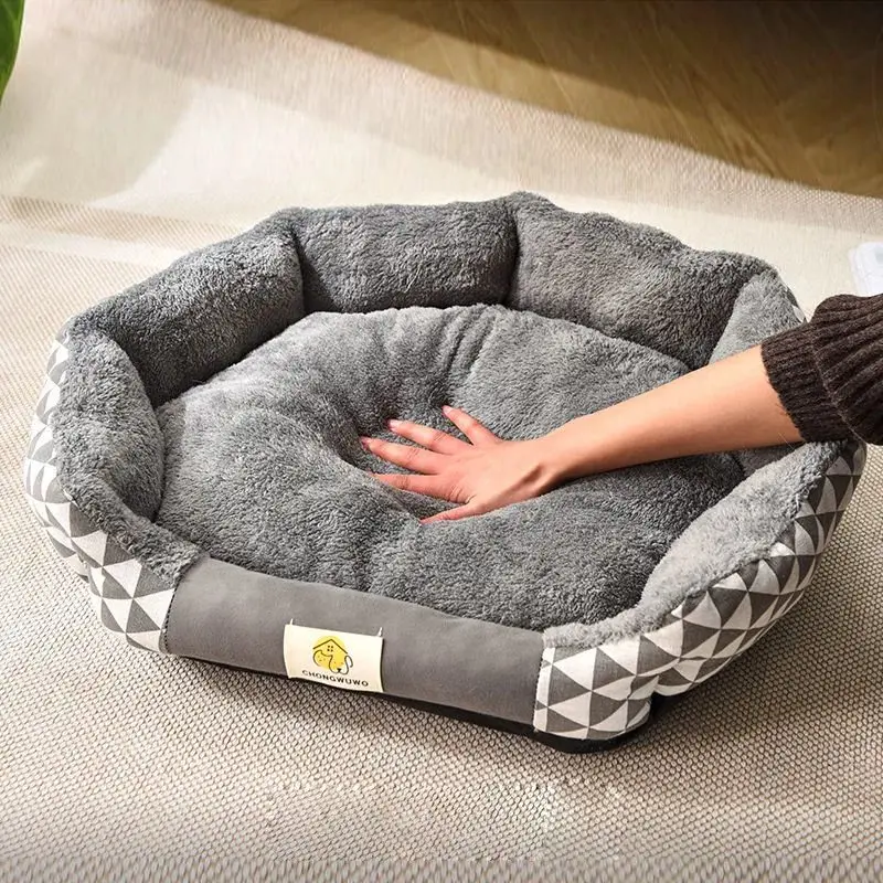 Pet Cat Dog Bed Cozy Square Plush Kennel Puppy Sofa Bed Cushion Pet Product Accessories For Small Medium Animal Doghouse